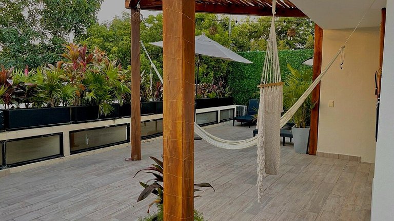 1BR | Private Terrace + Pool & Hammock