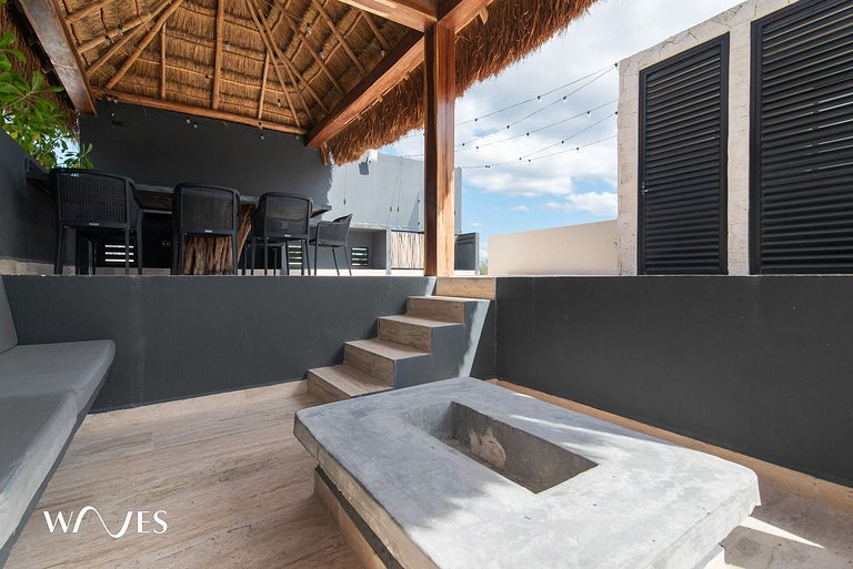 Estudio Boho Chic Acogedor | Terraza con Alberca