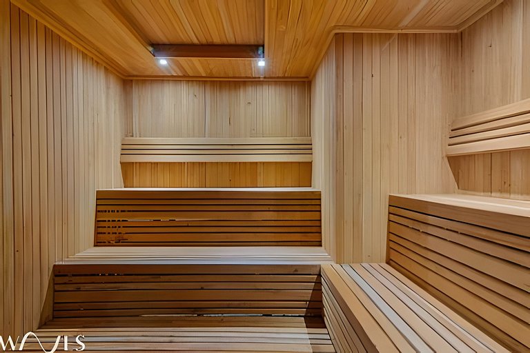 Stylish Pool View • 1BR w/Balcony • Sauna + Gym