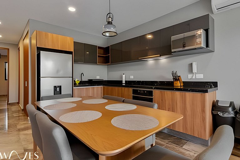 Stylish Pool View • 1BR w/Balcony • Sauna + Gym