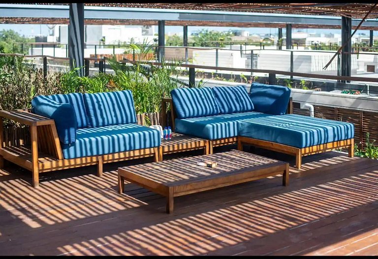Piscina privada y terraza en Aldea Zama, Tulum