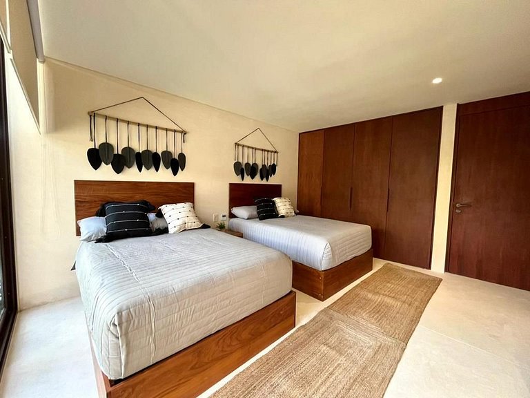Piscina privada y terraza en Aldea Zama, Tulum