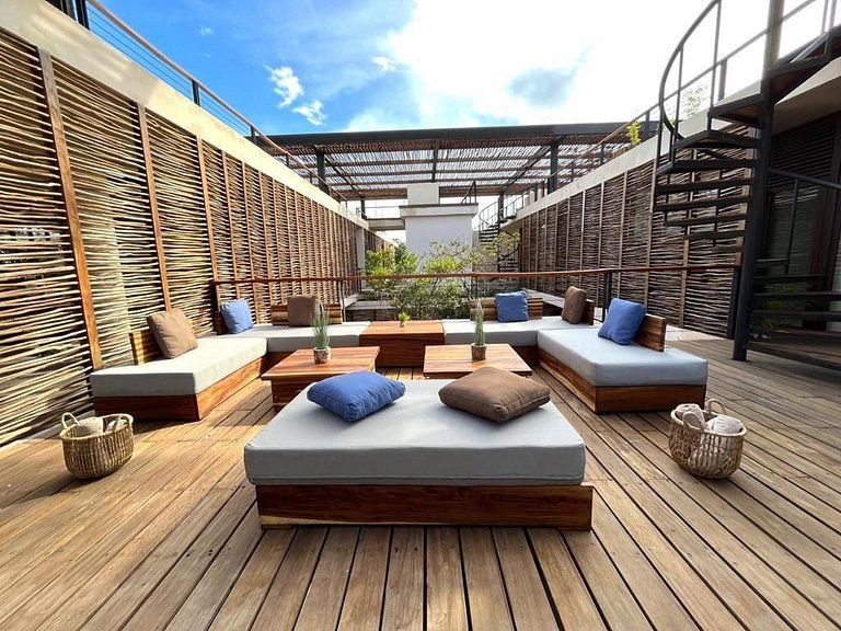 Piscina privada y terraza en Aldea Zama, Tulum