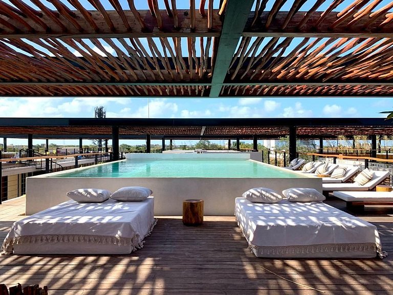 Piscina privada y terraza en Aldea Zama, Tulum