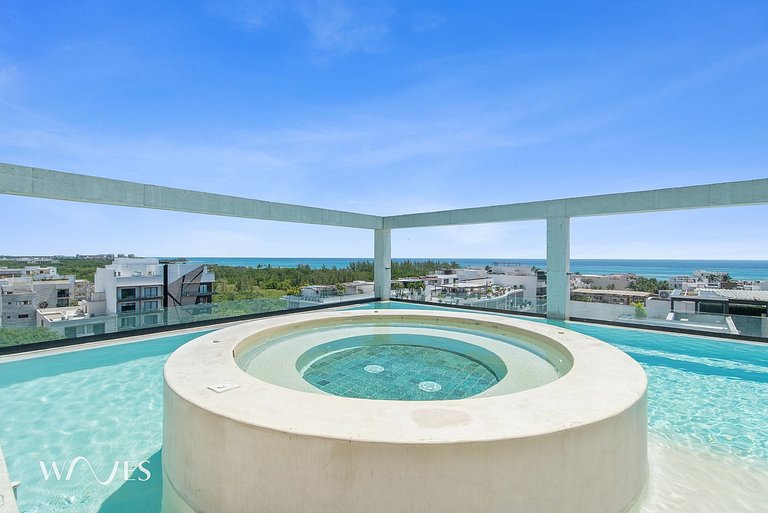 Estudio Moderno Rooftop c/Alberca y Vista al Mar