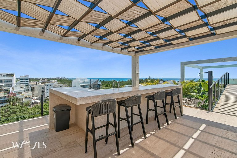 Estudio Moderno Rooftop c/Alberca y Vista al Mar