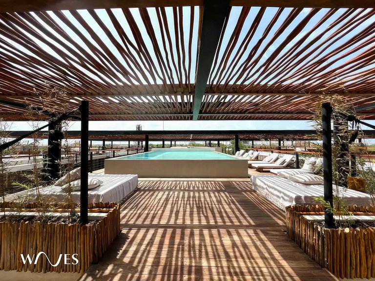 Piscina privada y terraza en Aldea Zama, Tulum