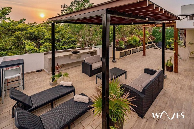 1BR | Private Terrace + Pool & Hammock